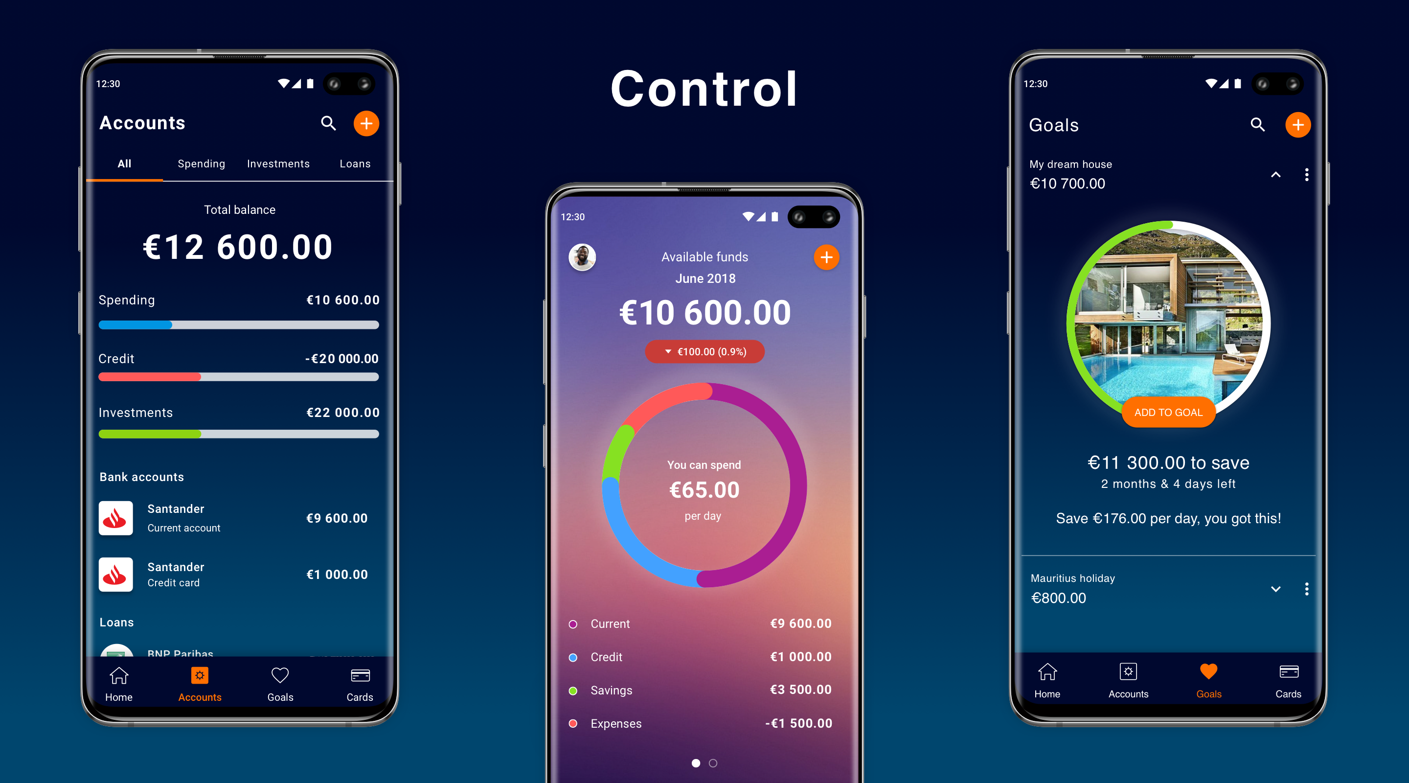 Mobile Interface - 3 Secreens - Control App